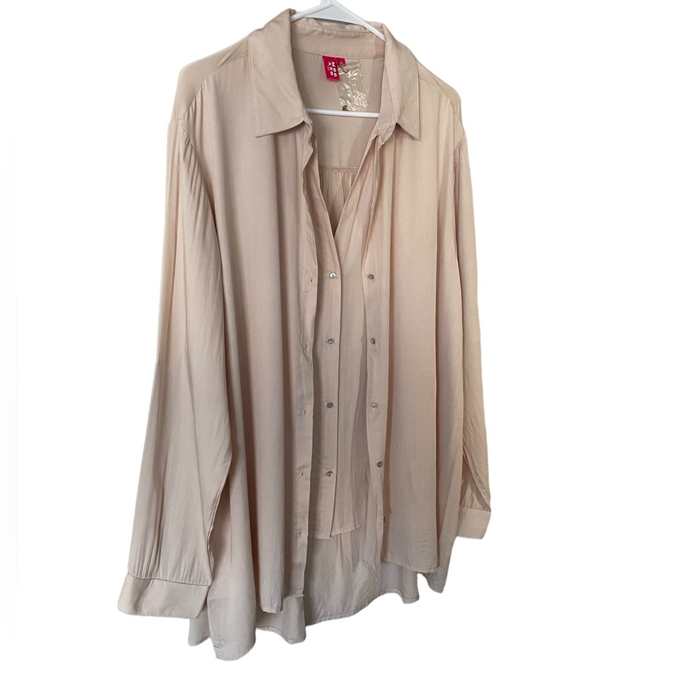 Vintage double layered beige cotton blouse XL